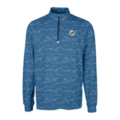 Miami Dolphins Cutter & Buck Traverse Camo Print Stretch Quarter-Zip Top - Navy for sale