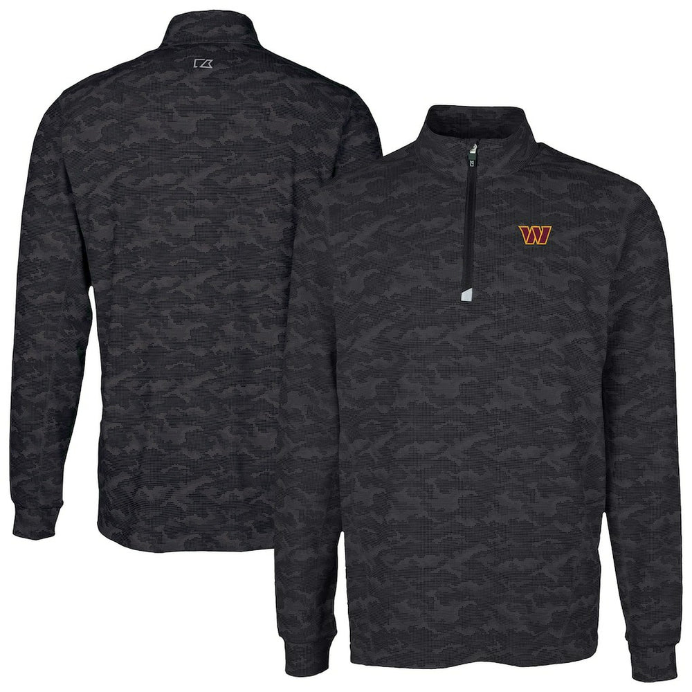 Washington Commanders Cutter & Buck Traverse Camo Print Stretch Quarter-Zip Top - Black discount