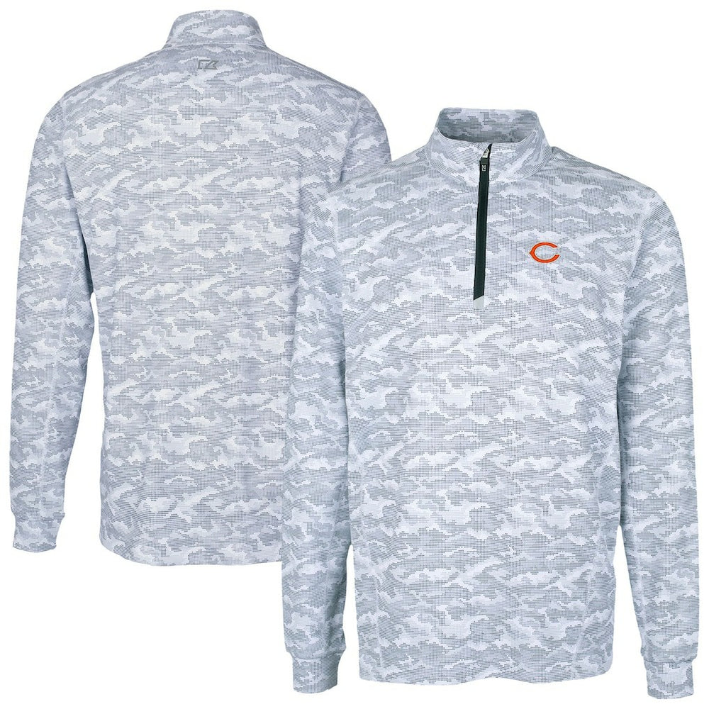 Chicago Bears Cutter & Buck Traverse Camo Print Stretch Quarter-Zip Top - Charcoal outlet