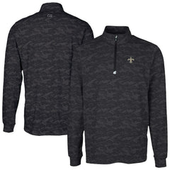 New Orleans Saints Cutter & Buck Traverse Camo Print Stretch Quarter-Zip Top - Black outlet