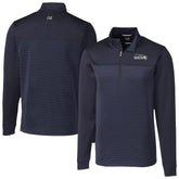 Seattle Seahawks Cutter & Buck Traverse Stripe Stretch DryTec Quarter-Zip Top - Navy cheap