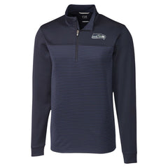 Seattle Seahawks Cutter & Buck Traverse Stripe Stretch DryTec Quarter-Zip Top - Navy cheap