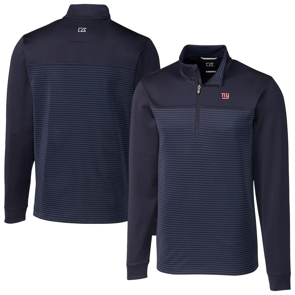 New York Giants Cutter & Buck Traverse Stripe Stretch DryTec Quarter-Zip Top - Navy discount
