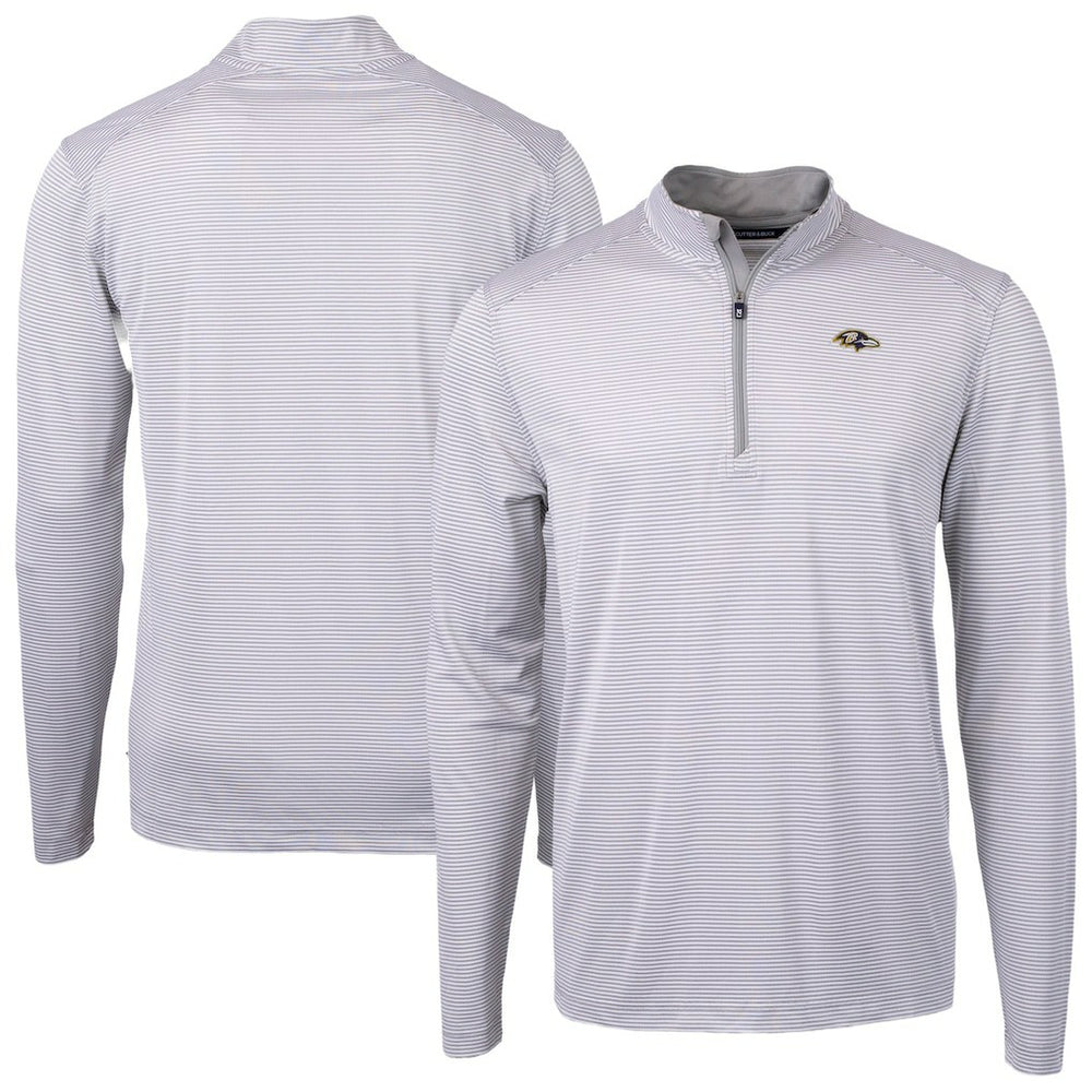 Baltimore Ravens Cutter & Buck Virtue Eco Pique Micro Stripe Quarter-Zip Jacket - Gray cheap