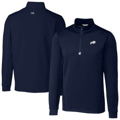 Buffalo Bills Cutter & Buck Big & Tall Traverse Eco Tri-Blend DryTec Quarter-Zip Jacket - Navy on sale