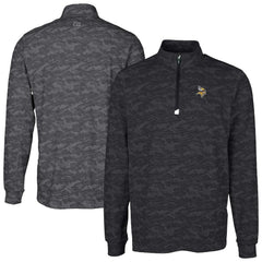 Minnesota Vikings Cutter & Buck Big & Tall Traverse Eco Camo Tri-Blend DryTec Quarter-Zip Jacket - Black on sale