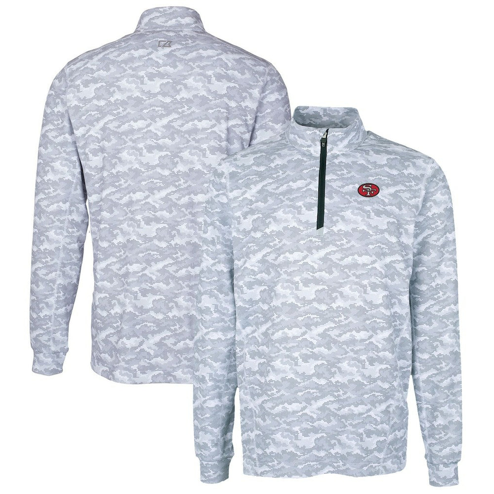 San Francisco 49ers Cutter & Buck Big & Tall Traverse Eco Camo Tri-Blend DryTec Quarter-Zip Jacket - Charcoal on sale