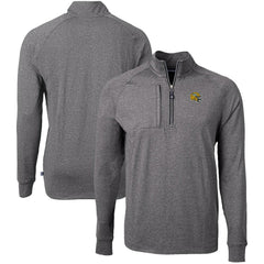 Green Bay Packers Cutter & Buck Big & Tall Adapt Eco Raglan Quarter-Zip Jacket - Heather Black for sale