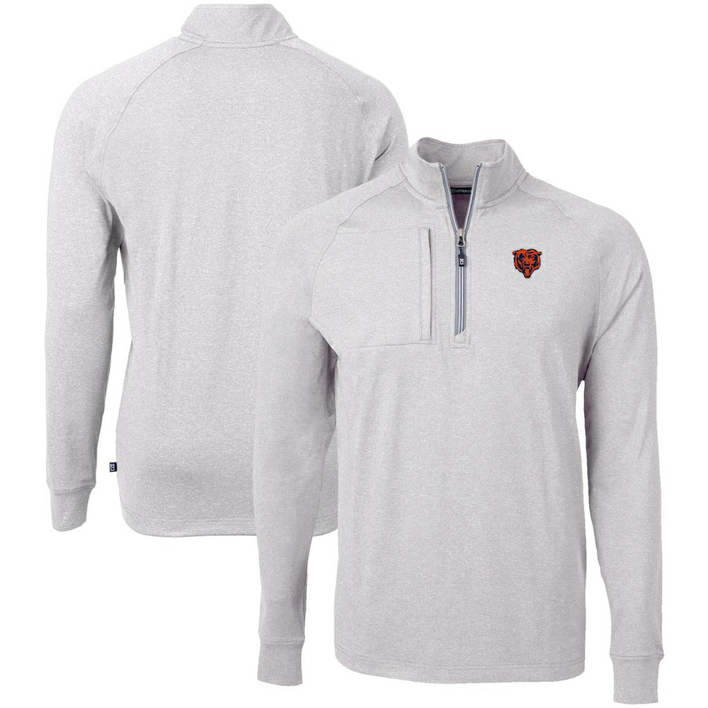 Chicago Bears Cutter & Buck Big & Tall Adapt Eco Raglan Quarter-Zip Jacket - Heather Gray cheap