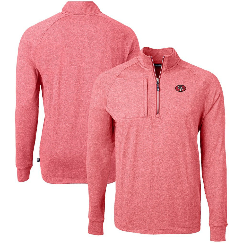San Francisco 49ers Cutter & Buck Big & Tall Adapt Eco Raglan Quarter-Zip Jacket - Heather Scarlet cheap