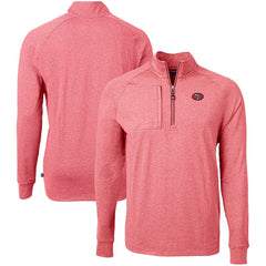 San Francisco 49ers Cutter & Buck Big & Tall Adapt Eco Raglan Quarter-Zip Jacket - Heather Scarlet cheap