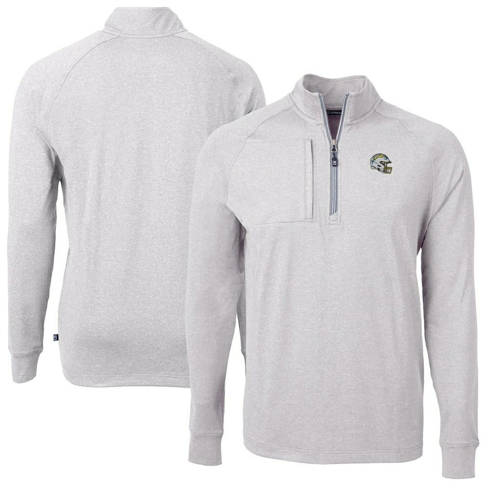 Los Angeles Chargers Cutter & Buck Big & Tall Adapt Eco Raglan Quarter-Zip Jacket - Heather Gray cheap