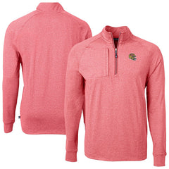 San Francisco 49ers Cutter & Buck Big & Tall Adapt Eco Raglan Quarter-Zip Jacket - Heather Scarlet on sale