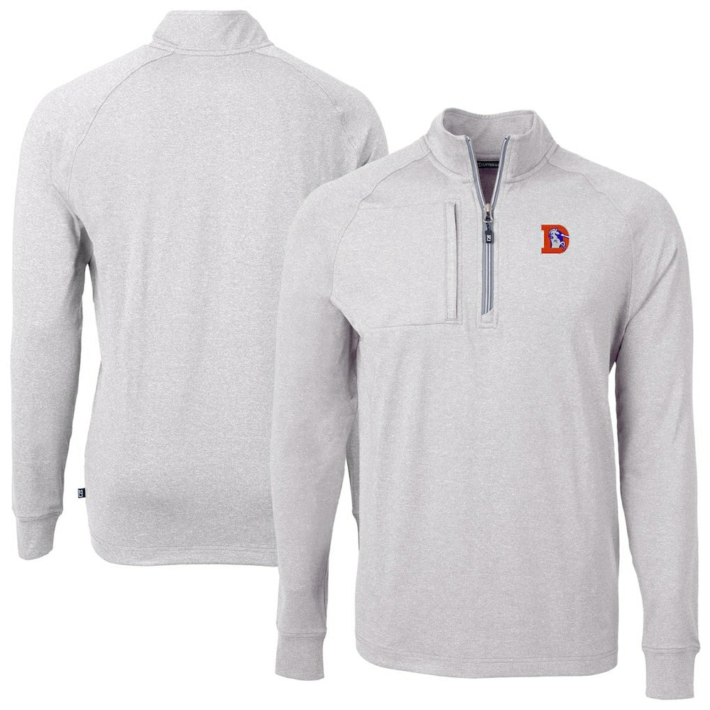 Denver Broncos Cutter & Buck Big & Tall Adapt Eco Raglan Quarter-Zip Jacket - Heather Gray discount