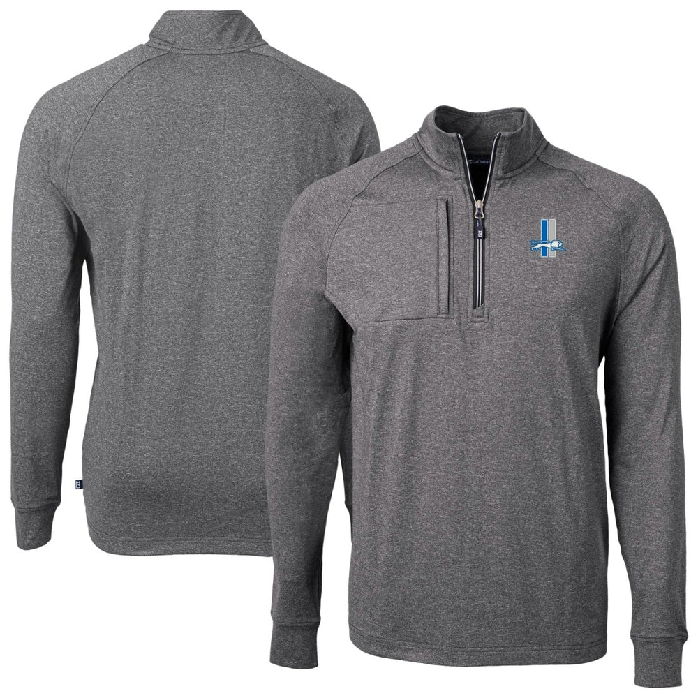 Detroit Lions Cutter & Buck Big & Tall Adapt Eco Raglan Quarter-Zip Jacket - Heather Black cheap