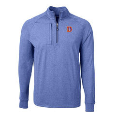 Denver Broncos Cutter & Buck Big & Tall Adapt Eco Raglan Quarter-Zip Jacket - Heather Royal on sale