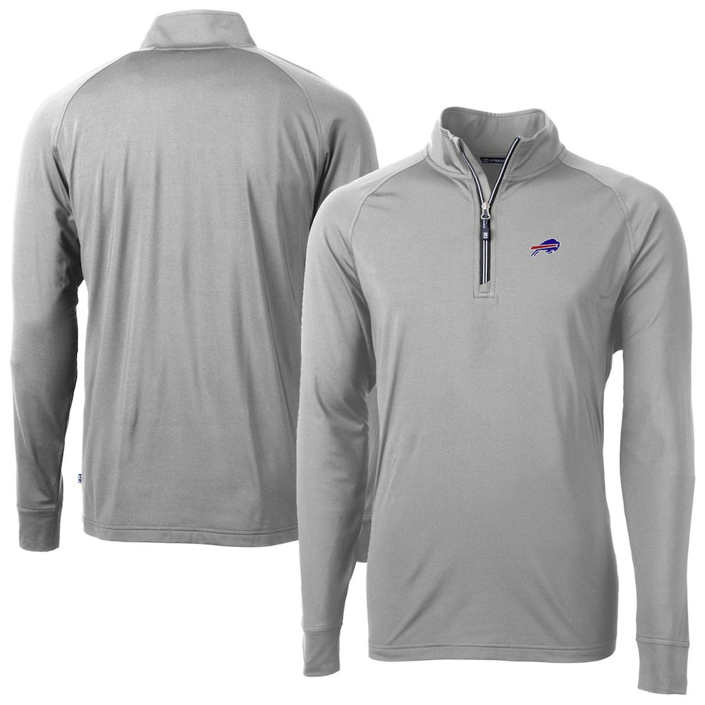 Buffalo Bills Cutter & Buck Big & Tall Adapt Eco DryTec Raglan Quarter-Zip Jacket - Gray on sale