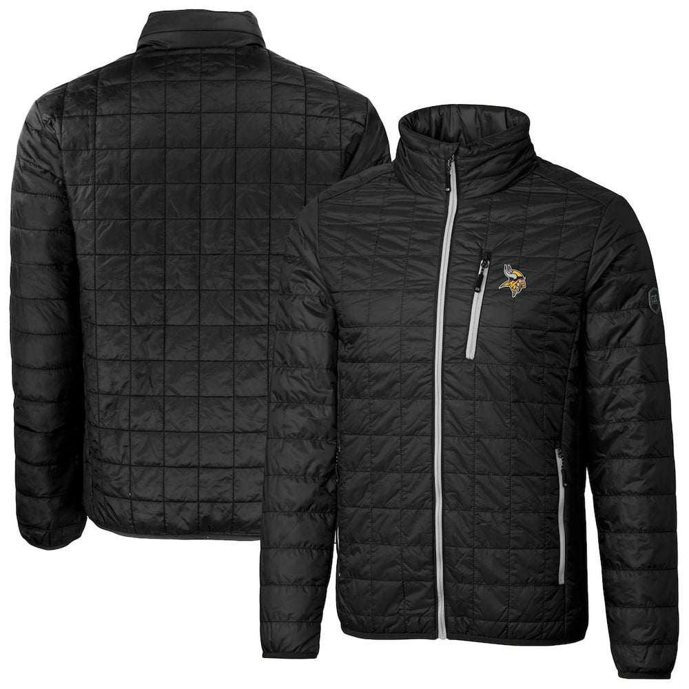 Minnesota Vikings Cutter & Buck Big & Tall Rainier PrimaLoft Eco Insulated Full-Zip Hoodie Puffer Jacket - Black for sale