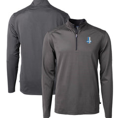 Detroit Lions Cutter & Buck Big & Tall Virtue Eco Pique Micro Stripe Tri-Blend Quarter-Zip Jacket - Black outlet