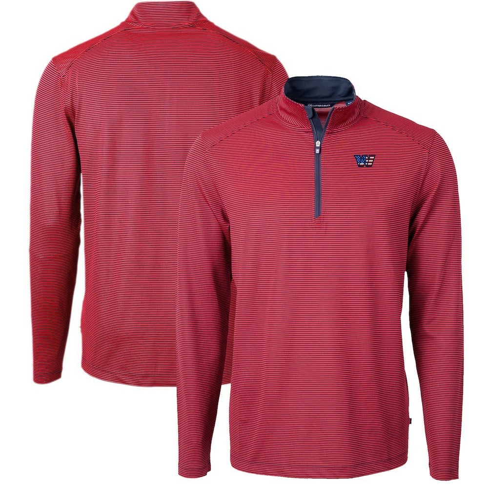 Washington Commanders Cutter & Buck Big & Tall Americana Virtue Eco Pique Micro Stripe Tri-Blend Quarter-Zip Jacket - Red sale