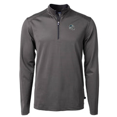Carolina Panthers Cutter & Buck Big & Tall Virtue Eco Pique Micro Stripe Tri-Blend Quarter-Zip Jacket - Black for sale