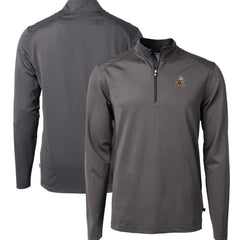 Cleveland Browns Cutter & Buck Big & Tall Virtue Eco Pique Micro Stripe Tri-Blend Quarter-Zip Jacket - Black discount