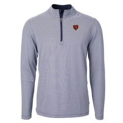 Chicago Bears Cutter & Buck Big & Tall Virtue Eco Pique Micro Stripe Tri-Blend Quarter-Zip Jacket - Navy cheap