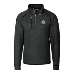 Miami Dolphins Cutter & Buck Big & Tall Mainsail Sweater-Knit Half-Zip Jacket - Heather Charcoal on sale