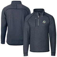 Miami Dolphins Cutter & Buck Big & Tall Mainsail Sweater-Knit Half-Zip Jacket - Heather Navy outlet