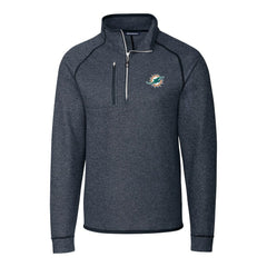 Miami Dolphins Cutter & Buck Big & Tall Mainsail Sweater-Knit Half-Zip Jacket - Heather Navy outlet
