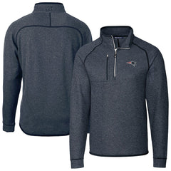 New England Patriots Cutter & Buck Big & Tall Mainsail Sweater-Knit Half-Zip Jacket - Heather Navy on sale
