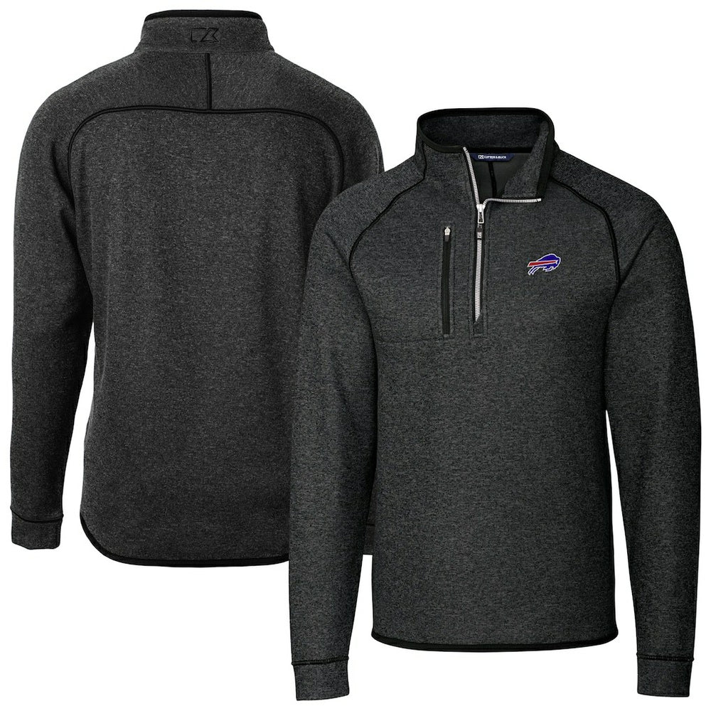 Buffalo Bills Cutter & Buck Big & Tall Mainsail Sweater-Knit Half-Zip Jacket - Heather Charcoal cheap