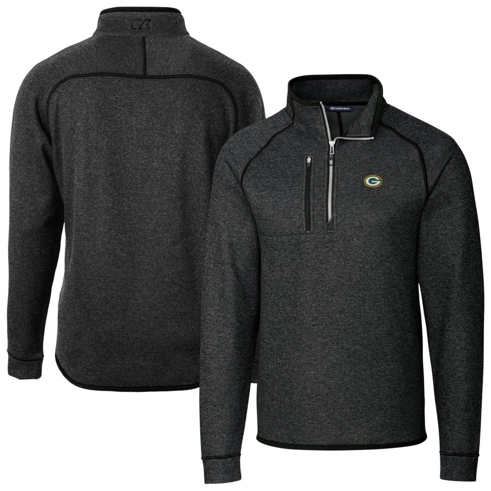 Green Bay Packers Cutter & Buck Big & Tall Mainsail Sweater-Knit Half-Zip Jacket - Heather Charcoal sale