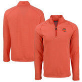 Cincinnati Bengals Cutter & Buck Peshastin Eco Fleece Tri-Blend Raglan Recycled Quarter-Zip Jacket - Heather Orange for sale