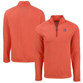 Denver Broncos Cutter & Buck Peshastin Eco Fleece Tri-Blend Raglan Recycled Quarter-Zip Jacket - Heather Orange for sale