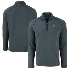 Minnesota Vikings Cutter & Buck Peshastin Eco Fleece Tri-Blend Raglan Recycled Quarter-Zip Jacket - Heather Black on sale