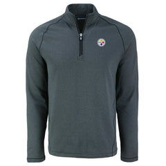 Pittsburgh Steelers Cutter & Buck Peshastin Eco Fleece Tri-Blend Raglan Recycled Quarter-Zip Jacket - Heather Black cheap
