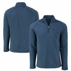 Tampa Bay Buccaneers Cutter & Buck Peshastin Eco Fleece Tri-Blend Raglan Recycled Quarter-Zip Jacket - Heather Navy on sale