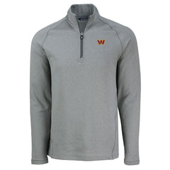 Washington Commanders Cutter & Buck Peshastin Eco Fleece Tri-Blend Raglan Recycled Quarter-Zip Jacket - Heather Gray discount