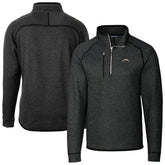 Los Angeles Chargers Cutter & Buck Big & Tall Mainsail Sweater-Knit Raglan Half-Zip Jacket - Heather Charcoal outlet