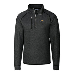 Los Angeles Chargers Cutter & Buck Big & Tall Mainsail Sweater-Knit Raglan Half-Zip Jacket - Heather Charcoal outlet