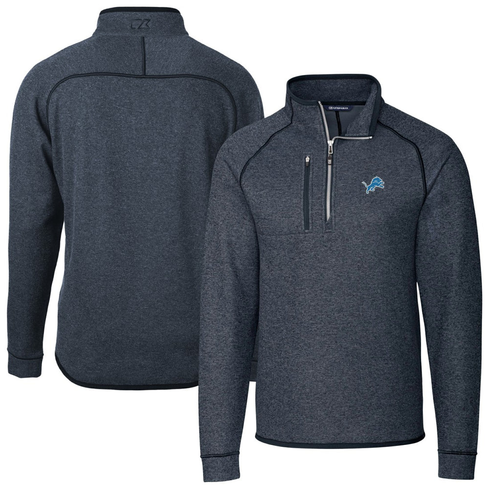 Detroit Lions Cutter & Buck Big & Tall Mainsail Sweater-Knit Raglan Half-Zip Jacket - Heather Navy on sale
