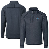 Detroit Lions Cutter & Buck Big & Tall Mainsail Sweater-Knit Raglan Half-Zip Jacket - Heather Navy on sale