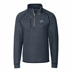 Detroit Lions Cutter & Buck Big & Tall Mainsail Sweater-Knit Raglan Half-Zip Jacket - Heather Navy on sale