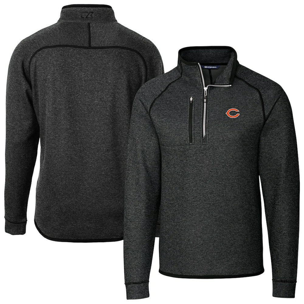 Chicago Bears Cutter & Buck Big & Tall Mainsail Sweater-Knit Raglan Half-Zip Jacket - Heather Charcoal outlet