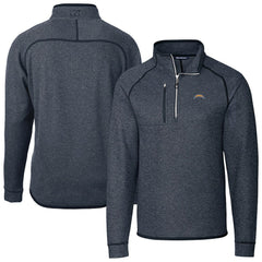 Los Angeles Chargers Cutter & Buck Big & Tall Mainsail Sweater-Knit Raglan Half-Zip Jacket - Heather Navy cheap