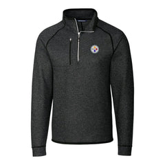Pittsburgh Steelers Cutter & Buck Big & Tall Mainsail Sweater-Knit Raglan Half-Zip Jacket - Heather Charcoal outlet