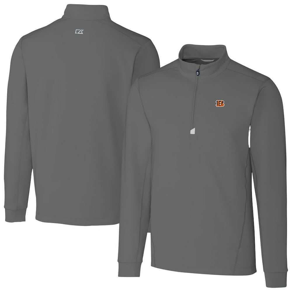 Cincinnati Bengals Cutter & Buck Big & Tall Traverse Stretch Quarter-Zip Top - Gray outlet