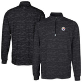 Pittsburgh Steelers Cutter & Buck Big & Tall Traverse Eco Camo Tri-Blend DryTec Quarter-Zip Jacket - Black on sale