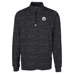 Pittsburgh Steelers Cutter & Buck Big & Tall Traverse Eco Camo Tri-Blend DryTec Quarter-Zip Jacket - Black on sale
